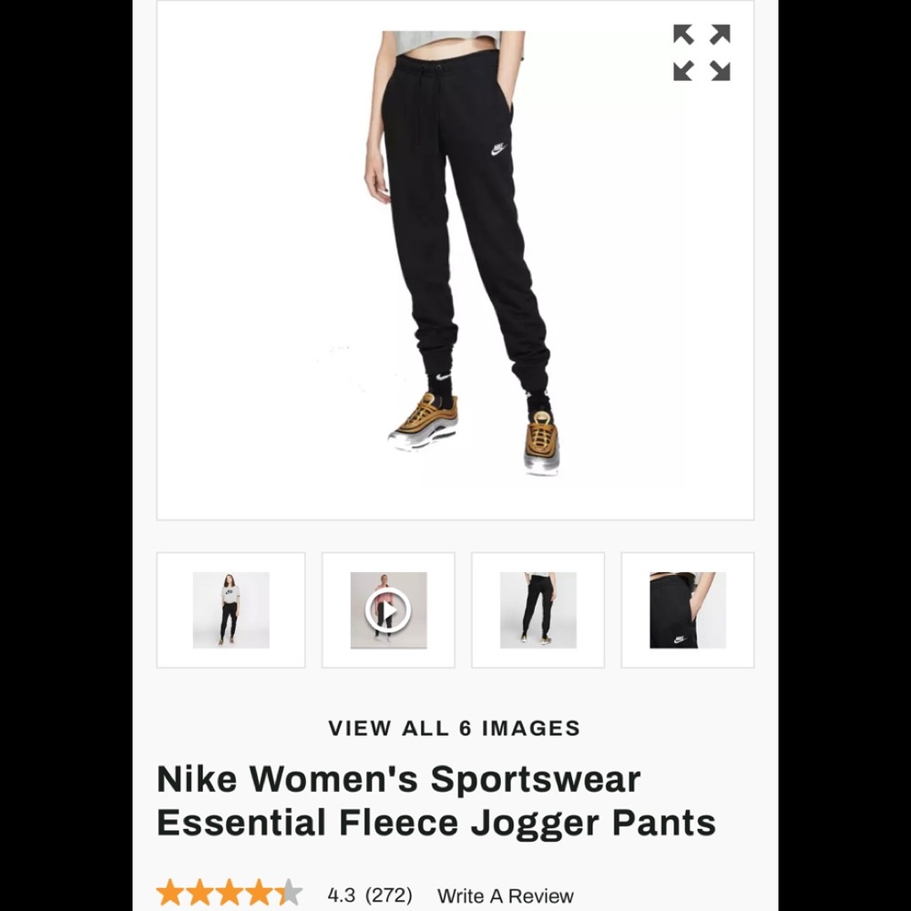 Nike Women’s sportswear essential Fleece jogger pants
Black
Size Small 
Preowned